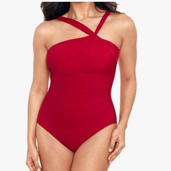 NWT Miraclesuit Europa One Piece Swimsuit Grenadine Red 12 - Picture 1 of 5